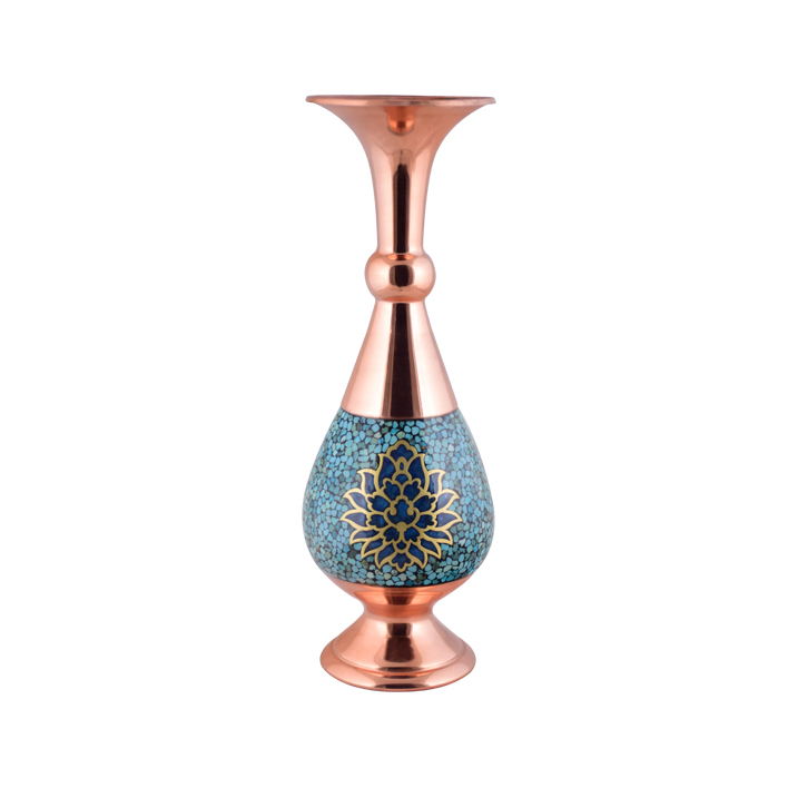 گلدان فیروزه کوبی آقاجانی مدل ترنج کد FT032