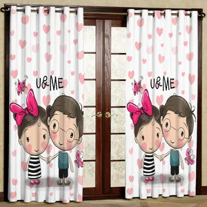 پرده مدل دختر و پسر هازان پانچی کد 4036 سایز 140x200 سانتی متر