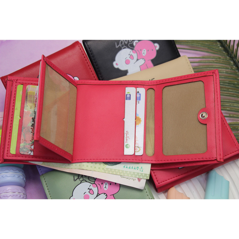 کیف پول زنانه مدل خرس عاشق کد KZD-0112