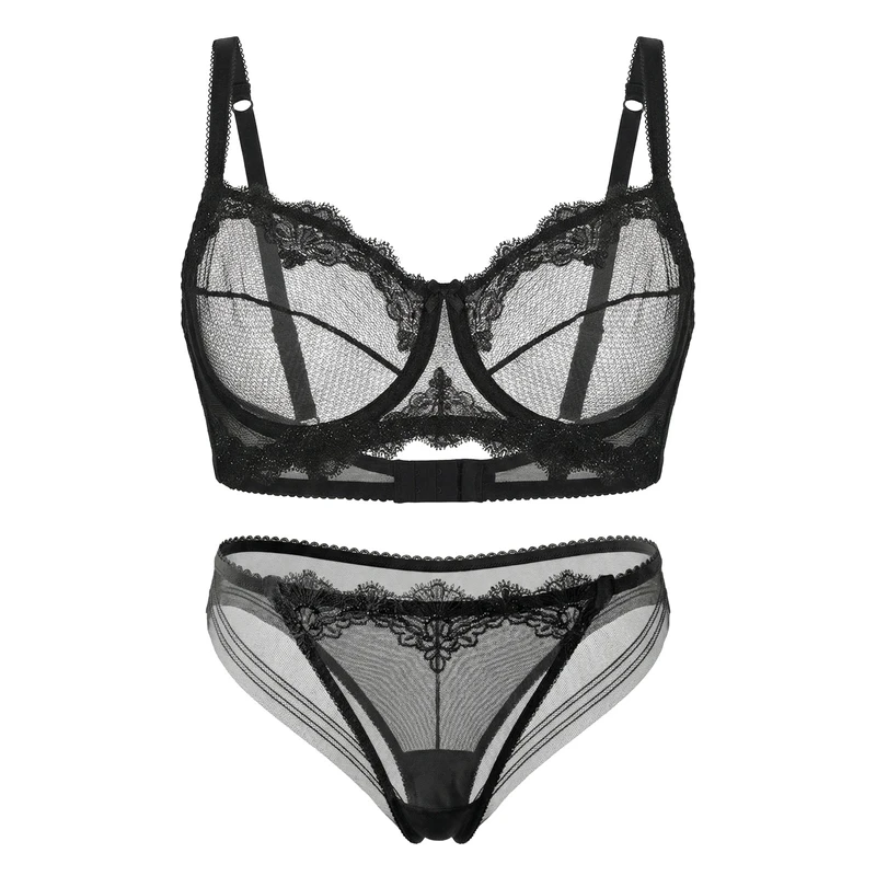 ست شورت و سوتین توری زنانه بارون مدل شاینی فنردار