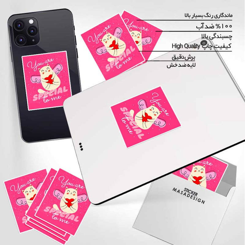 استیکر تزئینی موبایل و تبلت ماسا دیزاین مدل stkv056 طرح cat