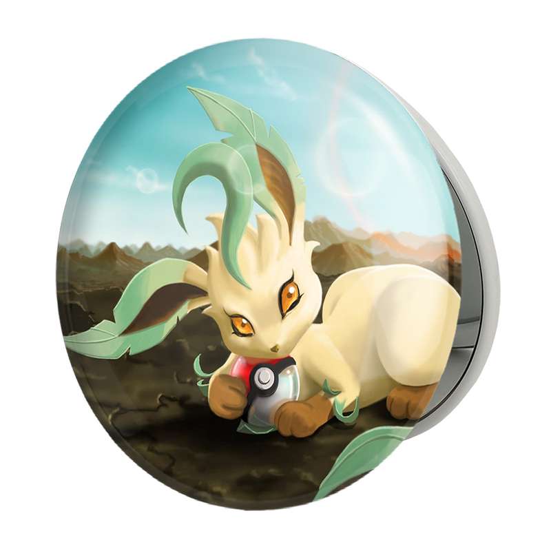 آینه جیبی خندالو طرح لیفئون انیمه پوکمون مدل تاشو کد 17348