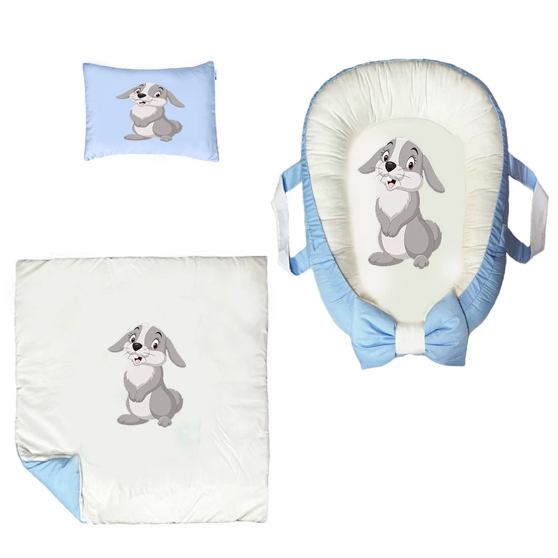 سرویس خواب سه تکه نوزاد ناریکو مدل گارد محافظ دار طرح خرگوش کد 053