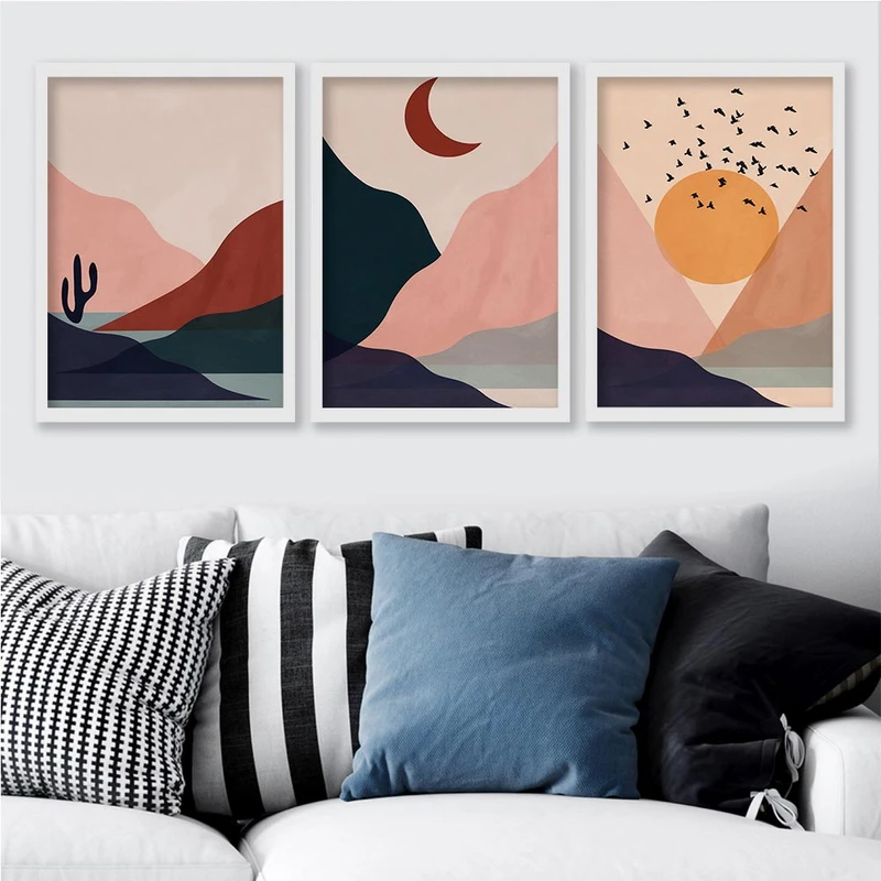 تابلو صبا طرح مدل دکوراتیو مینیمال کد N187w مجموعه 3 عددی