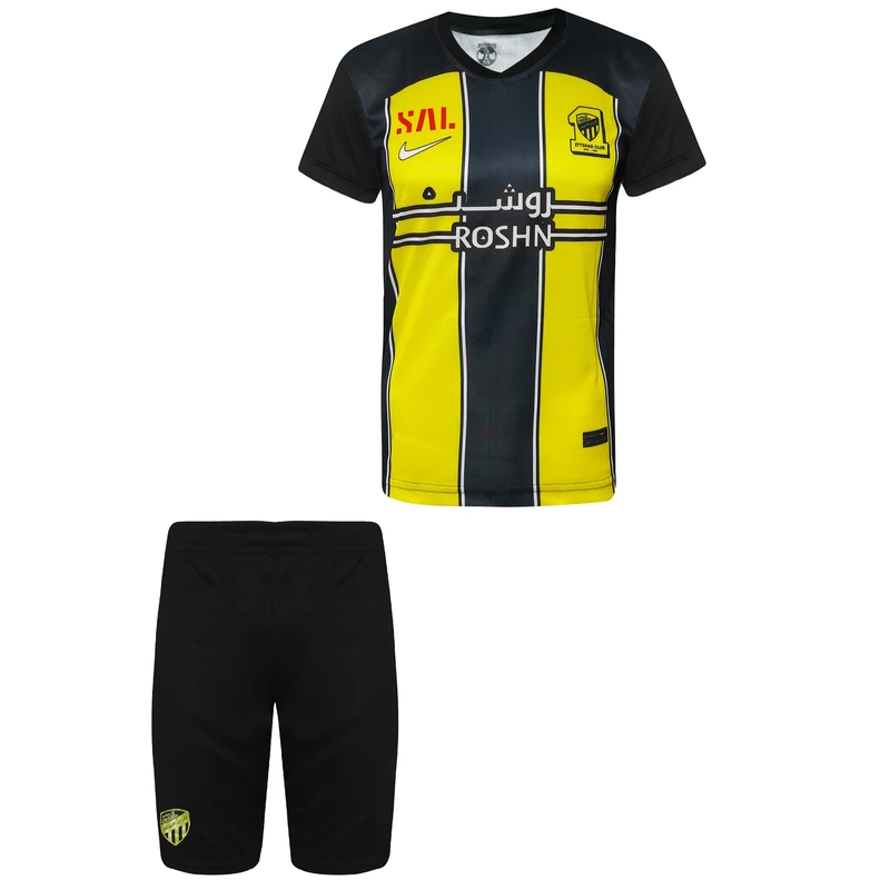 ست پیراهن و شورت ورزشی پسرانه طرح الاتحاد مدل بنزما 2024
