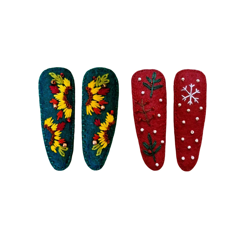 گیره مو زنانه مدل جواهردوزی و گلدوزی بسته چهارعددی