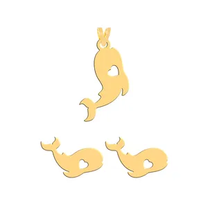 نیم ست طلا 18 عیار زنانه فرشته طرح دلفین  WHSL-000454