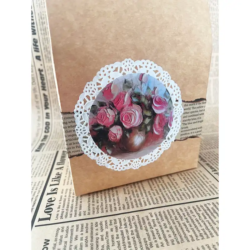 پاکت هدیه مدل گلدان رز فرانسوی کد CR.11