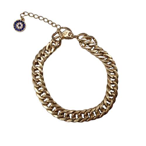 دستبند طلا 18 عیار زنانه مدوپد مدل کارتیه چشم نظر گلستانه کد DCAR-O-E-20-Go