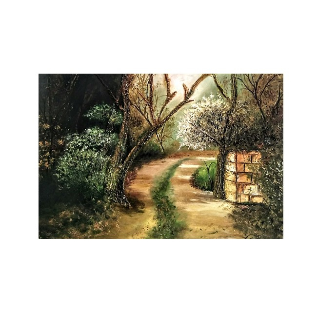 تابلو نقاشی رنگ روغن مدل کوچه باغ
