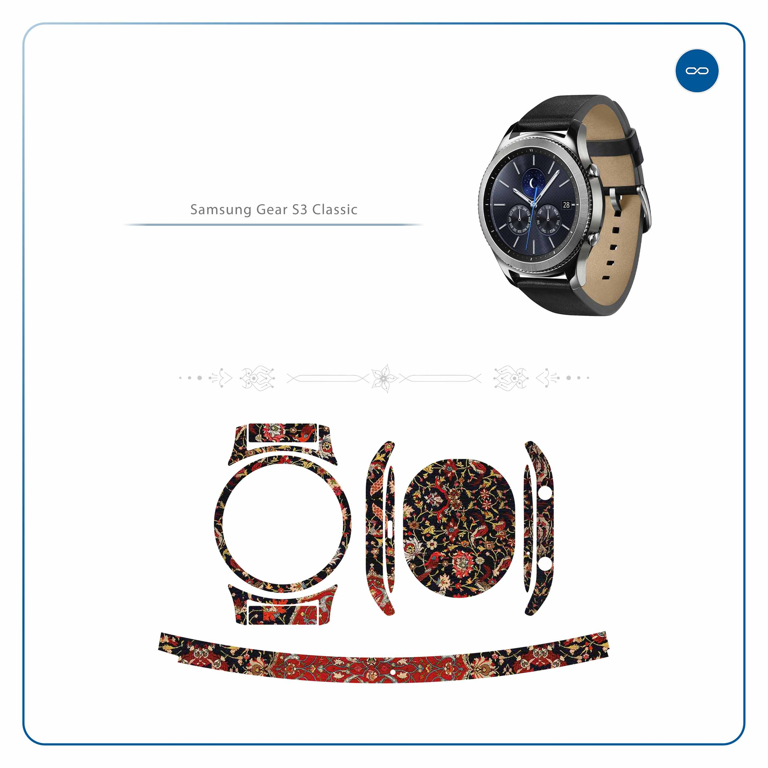 برچسب ماهوت طرح Iran-Carpet6 مناسب برای ساعت هوشمند سامسونگ Galaxy Gear S3 Classic