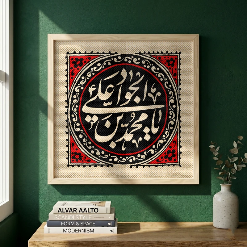 تابلو طرح شهادت امام جواد (ع) مدل G14289 فریم کرم روشن