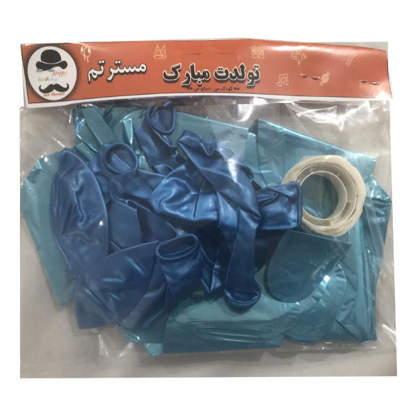 بادکنک و چسب مستر تم طرح کروم هپی برث دی پلاس بسته 10 عددی به همراه ریسه تزئینی