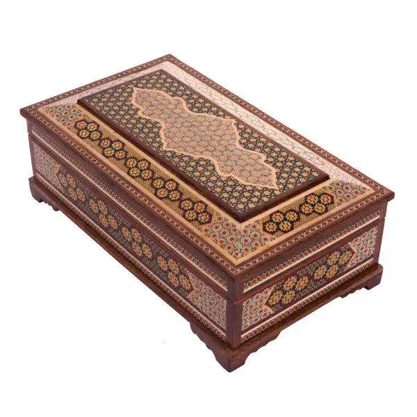 ست سه تکه سطل و جعبه دستمال خاتم کاری مدل سلطنتی کد 01