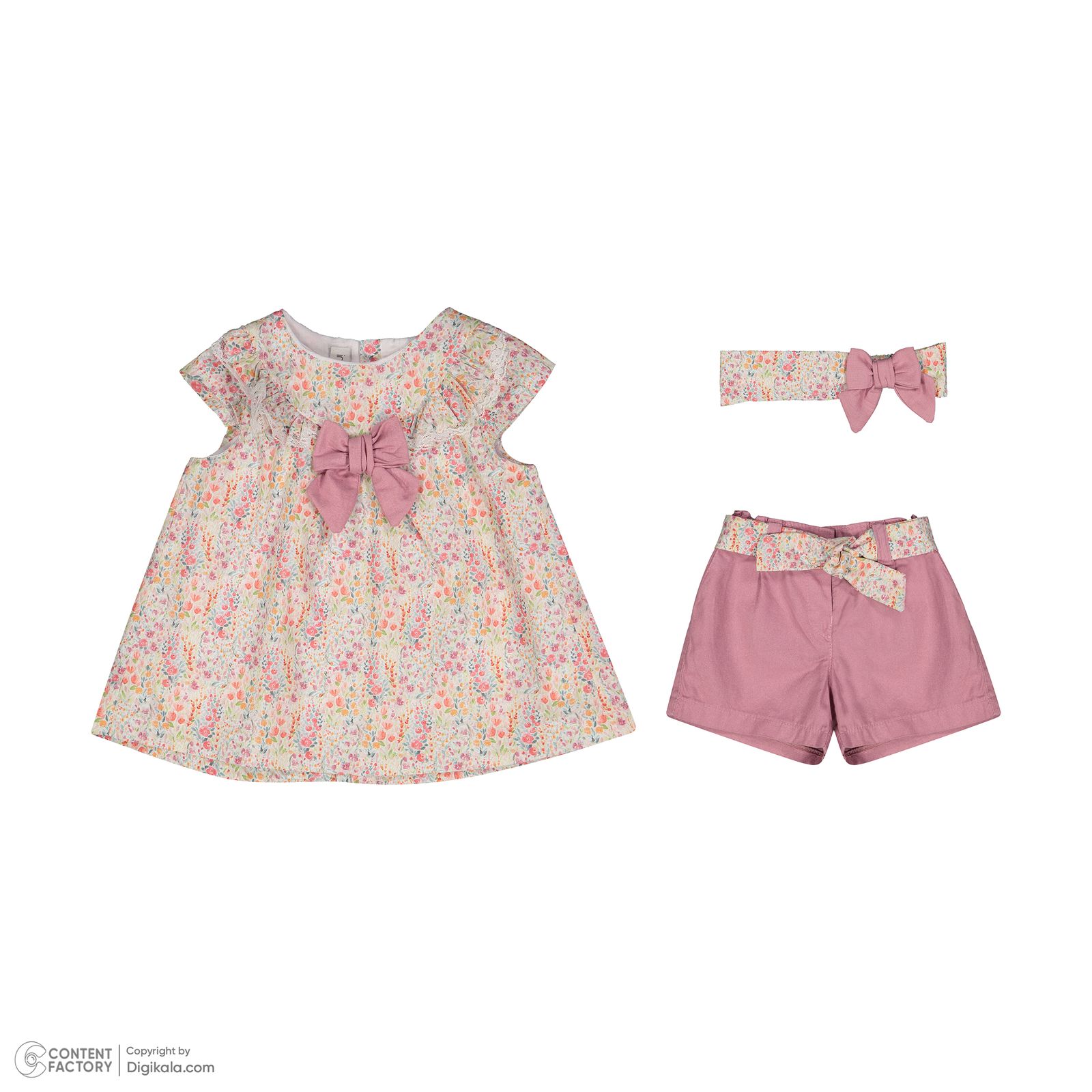 ست 3 تکه لباس نوزادی ایندیگو مدل 13156 رنگ صورتی -  - 5