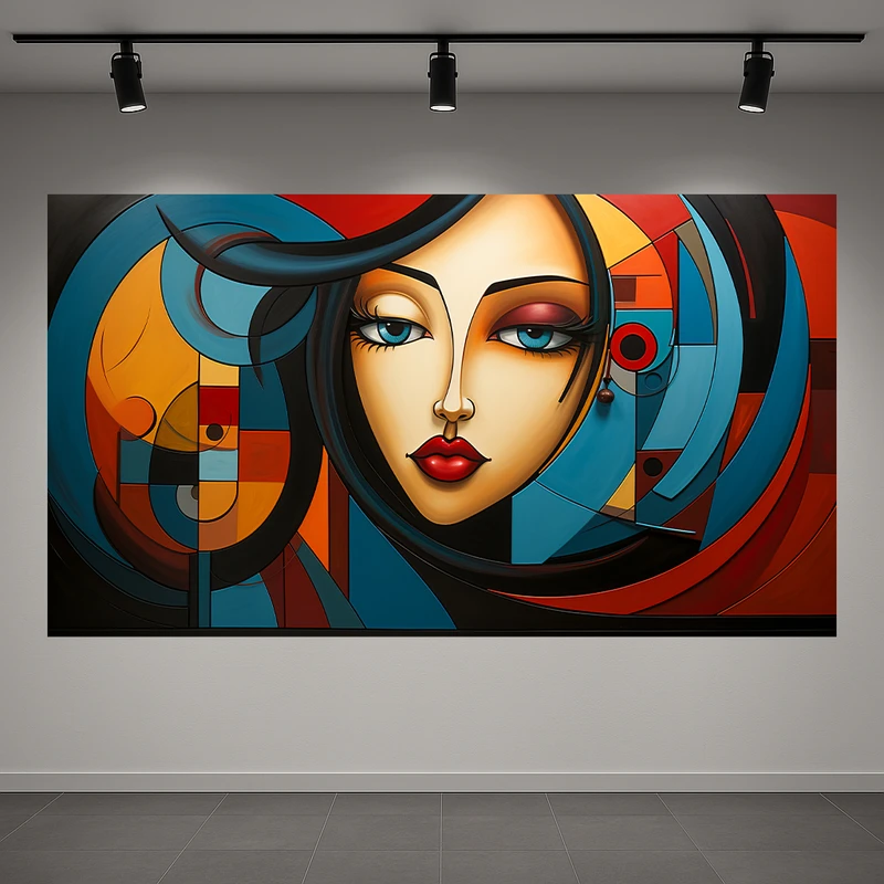 تابلو بوم طرح مخمل چهره مدل رنگارنگ کد AR3060133