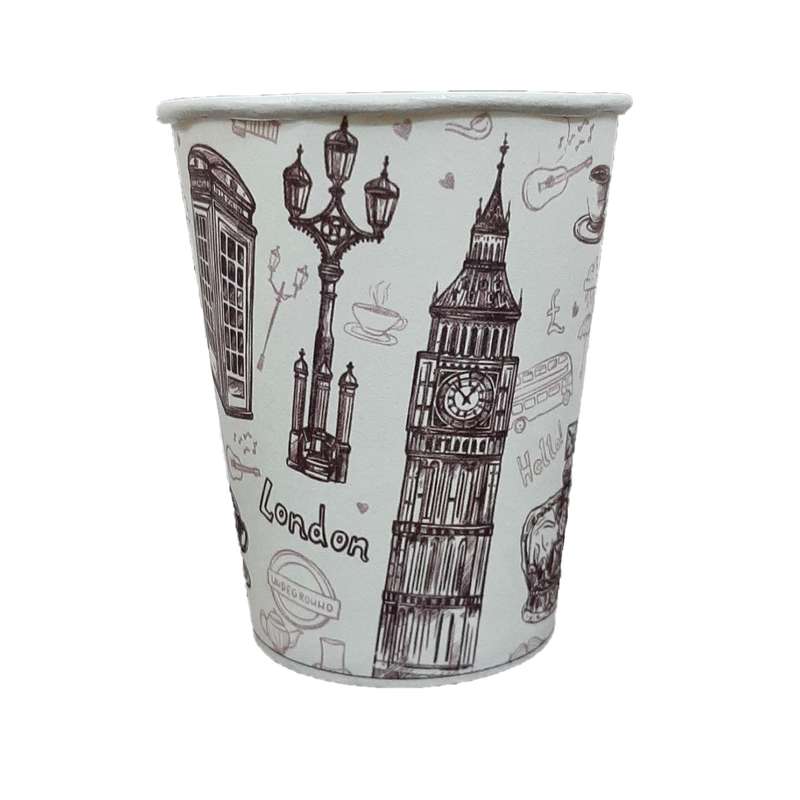لیوان یکبار مصرف مدل کاغذی طرح LONDON بسته 500 عددی