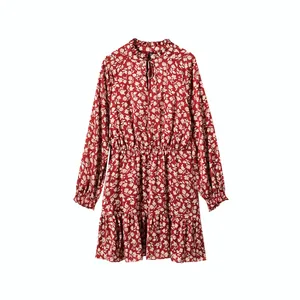 پیراهن یقه بندی زنانه مانگو مدل چین دار