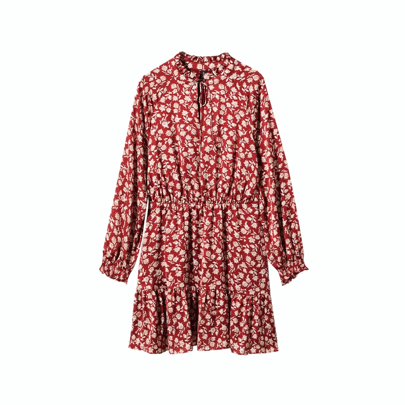 پیراهن یقه بندی زنانه مانگو مدل چین دار