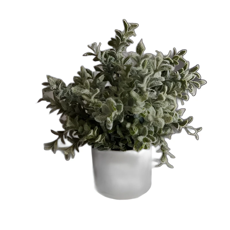 گلدان به همراه گل مصنوعی مدل برگ اناری پرزدار کد BA.19