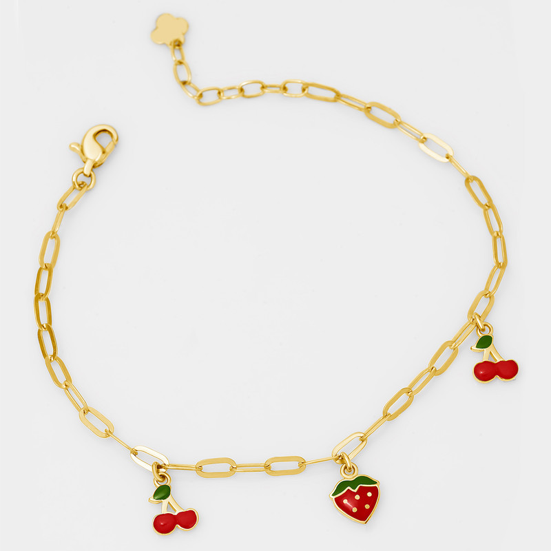 دستبند زنجیری طلا 18 عیار دخترانه ماوی گالری مدل چری