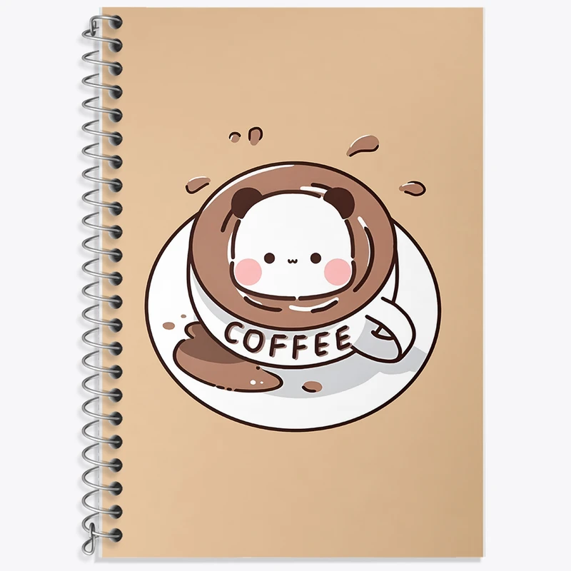 دفتر زبان 50 برگ خندالو مدل دو خط طرح پاندا و قهوه کد F5406