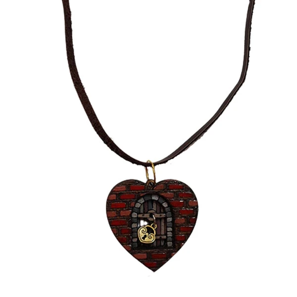 گردنبند زنانه مدل چوبی طرح قلب زندانی کد NC013