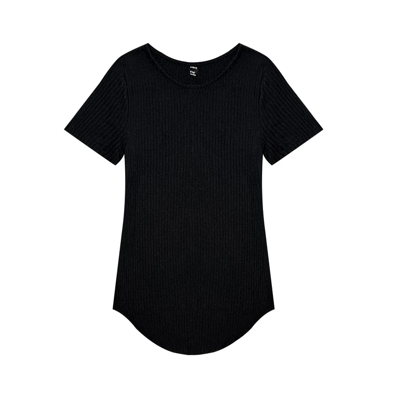 بلوز آستین کوتاه یقه گرد بافتنی زنانه شین مدل پشت دکمه دار