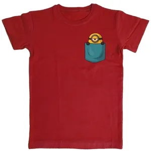تی شرت آستین کوتاه بچگانه مدل جیب چاپی مینیون تمام پنبه تریکو