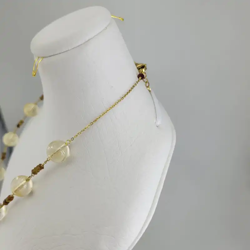 گردنبند زنانه مدل سنگ سیترین و زیرکن کد 930