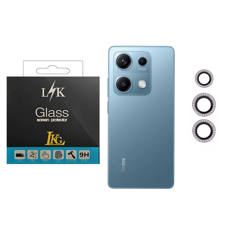 محافظ لنز دوربین ال کا جی مدل نگین دار مناسب برای گوشی موبایل شیائومی Redmi Note 14S