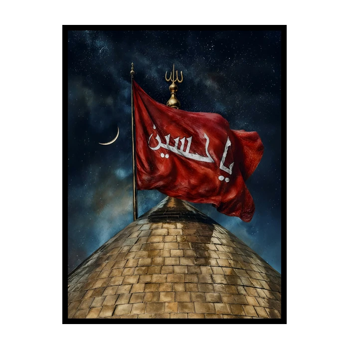  تابلو نوری بکلیت طرح تصویر مذهبی کربلا و حرم امام حسین و روز عاشورا مدل B-bu5627 فریم مشکی