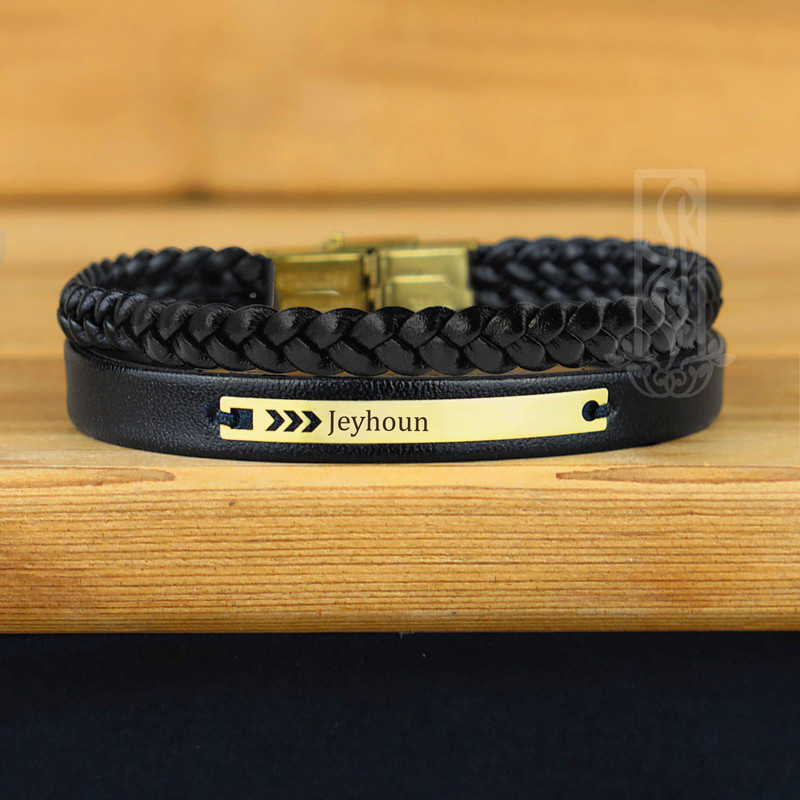 دستبند طلا 18 عیار مردانه لیردا مدل اسم جیهون 202012