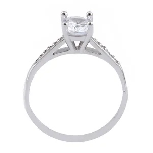 انگشتر نقره زنانه بازرگانی میلادی مدل تک نگین جواهری روکش رادیوم کد AWR_1163