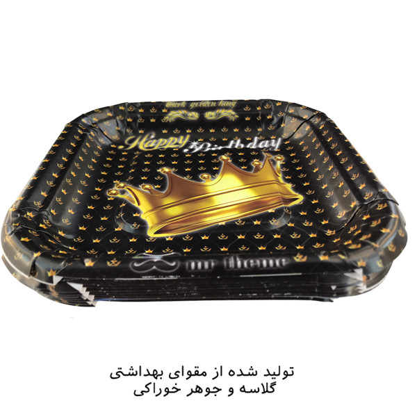 پیش دستی و لیوان یکبارمصرف مسترتم طرح تاج طلایی پلاس بسته 20 عددی