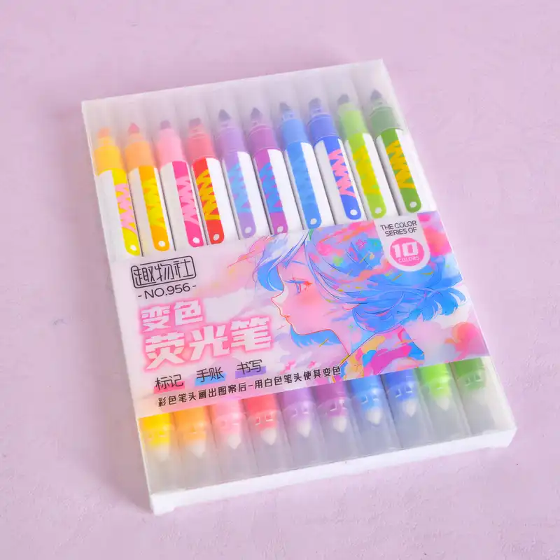 ماژیک علامت گذار مدل دو سر طرح COLOR MAGIC بسته 10 عددی