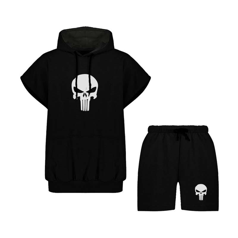 ست هودی و شلوارک مردانه مدل skeleton 02