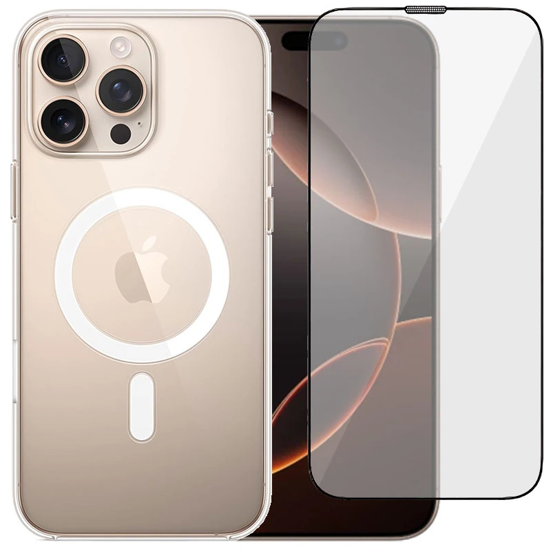 کاور مسیر مدل Clear Magsafe Glsix مناسب برای گوشی موبایل اپل Iphone 16 Pro به همراه محافظ صفحه نمایش