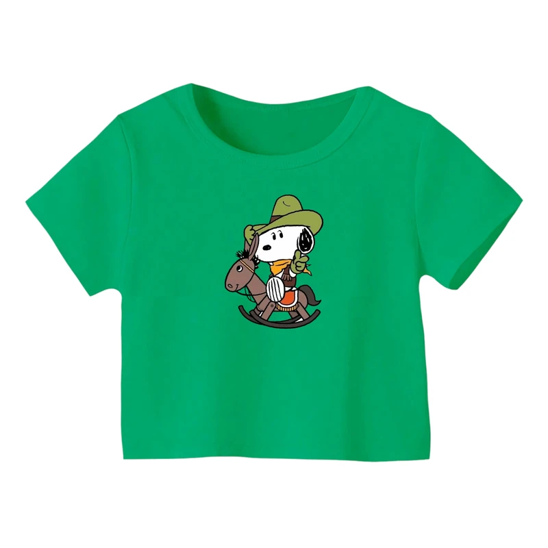 کراپ‌ تی‌شرت آستین کوتاه زنانه مدل اسنوپی کد ۶۳