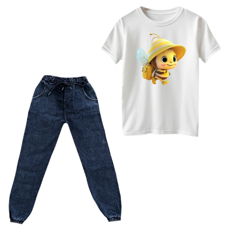 ست تی‌شرت و شلوار دخترانه مدل زنبور