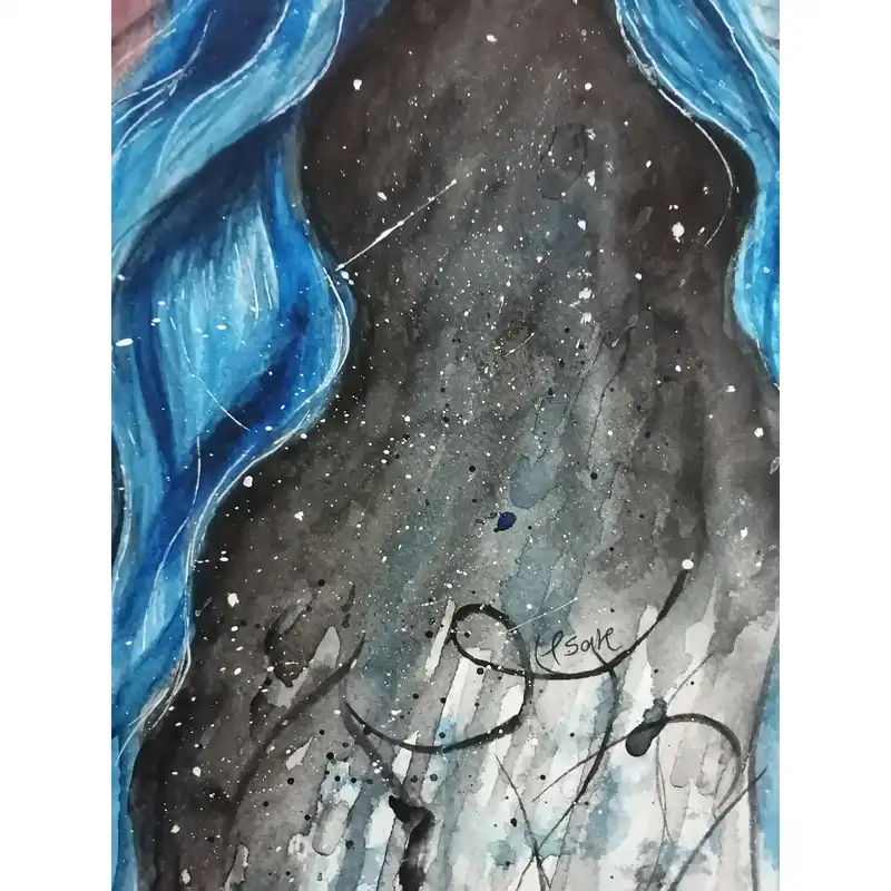 نقاشی آبرنگ طرح دختر جادوگر