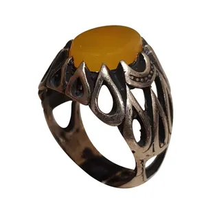 انگشتر نقره مردانه مدل عقیق شرف الشمس ASS28220