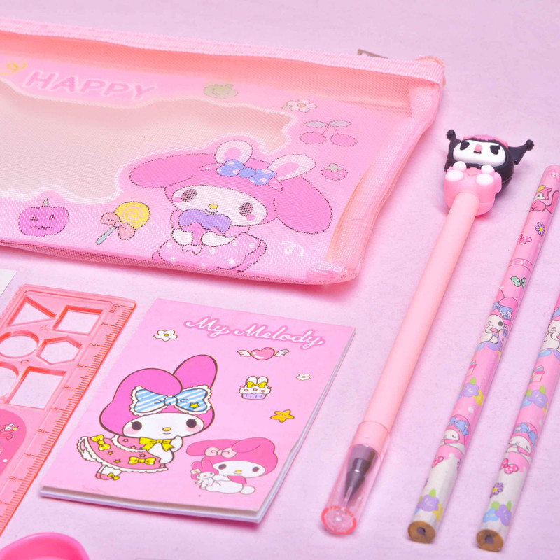 بسته لوازم تحریر مدل ملودی و گروه سانریو مجموعه 9 عددی