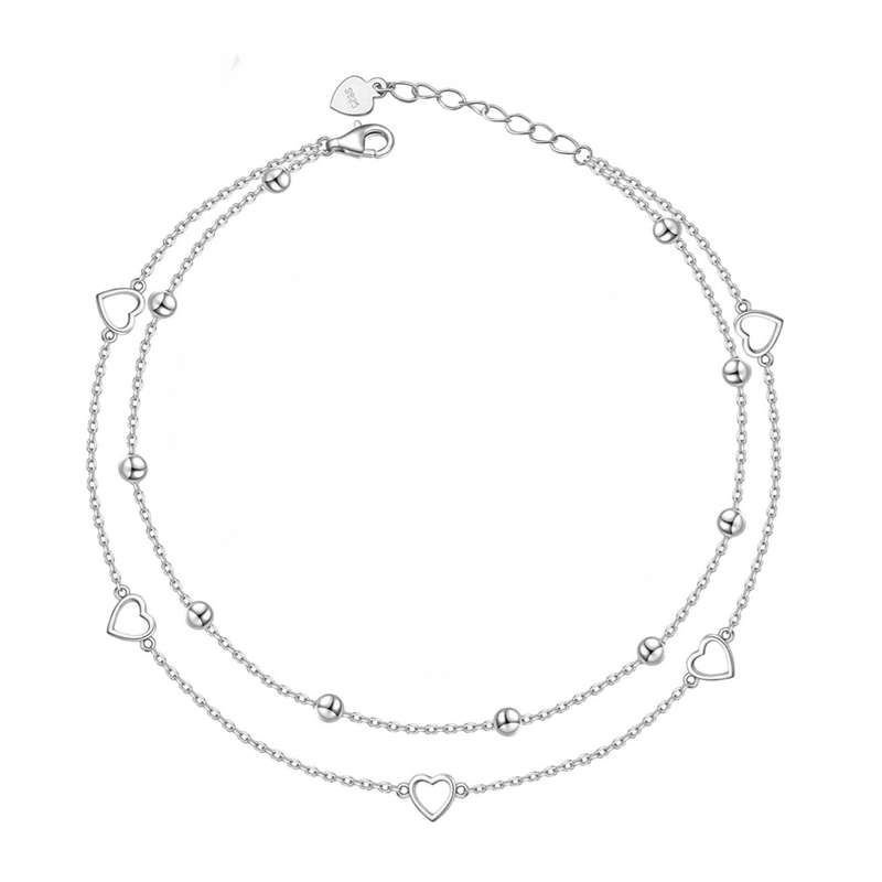 پابند نقره زنانه مدل گوی و قلب کد 622 پابند نقره زنانه مدل گوی و قلب کد 622