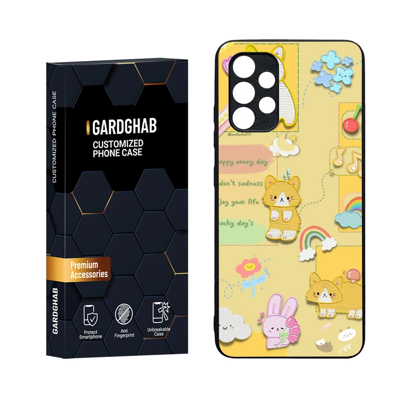 کاور گارد قاب مدل دورژله ای پشت گلس فانتزی مناسب برای گوشی موبایل سامسونگ Galaxy A32 4G