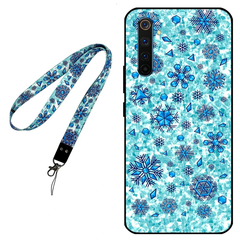 کاور مگافون طرح برف مدل 0014 مناسب برای گوشی موبایل ریلمی 6 Pro به همراه بند گردنی