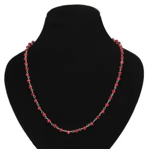 گردنبند نقره زنانه مدل سنگ یاقوت کد GAR_107