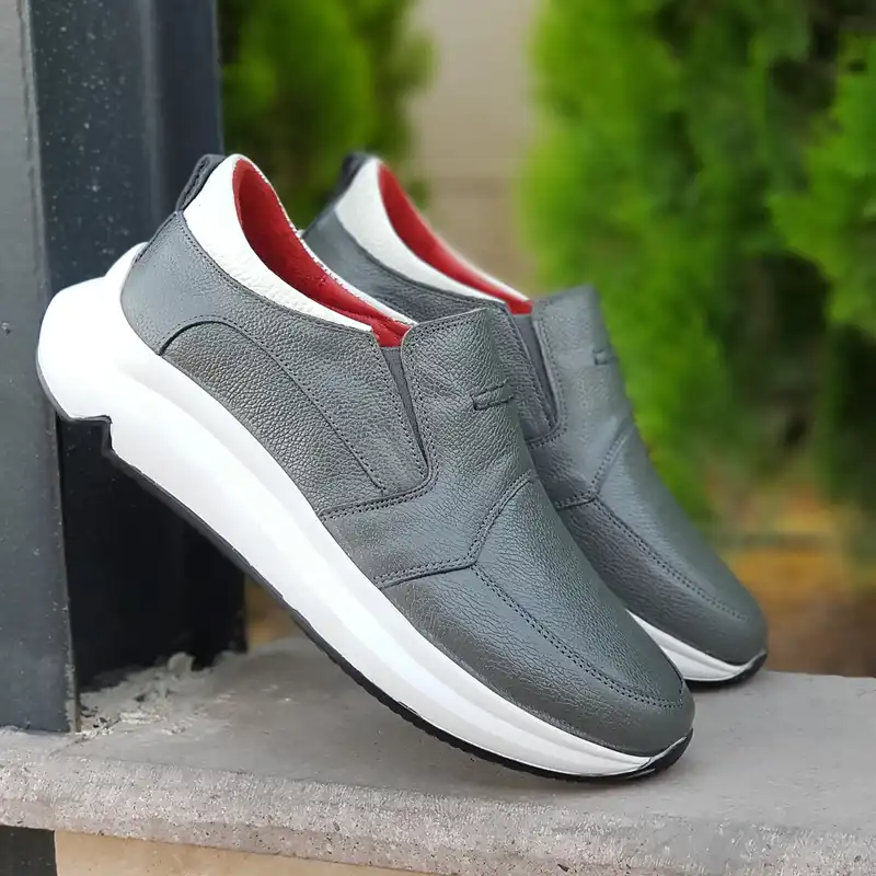 کفش روزمره زنانه مدل چرم طبیعی کد 00156t.k رنگ طوسی