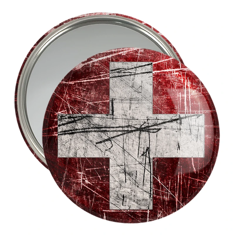 آینه جیبی خندالو مدل پرچم سوئیس  کد 20427