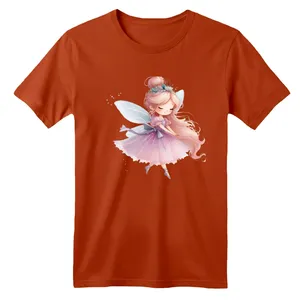 تی شرت آستین کوتاه بچگانه مدل دخترک فرشته کد 4 رنگ آجری